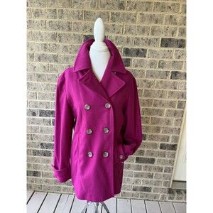 Lands End Women's Size 10 Burgundy Wool Blend Lined Coat